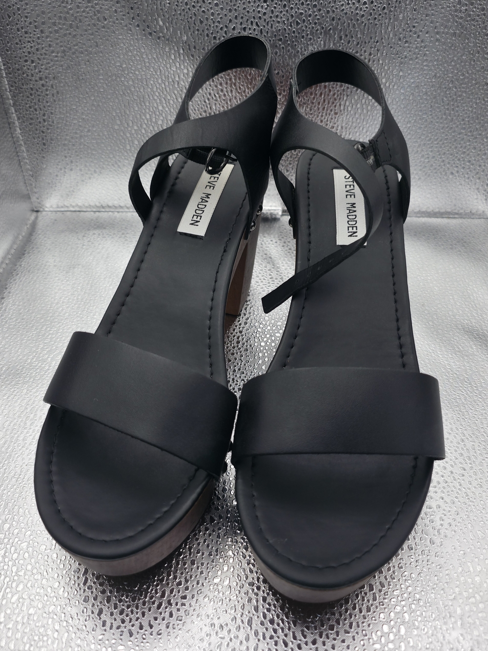 Steve Madden Women's Black Strappy Block Heel Sandals